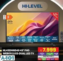 Hİ LEVEL HL43DMN540 43 İNÇ FHD WEBOS 2.0 D-DUAL LED TV AKILLI TELEVİZYON